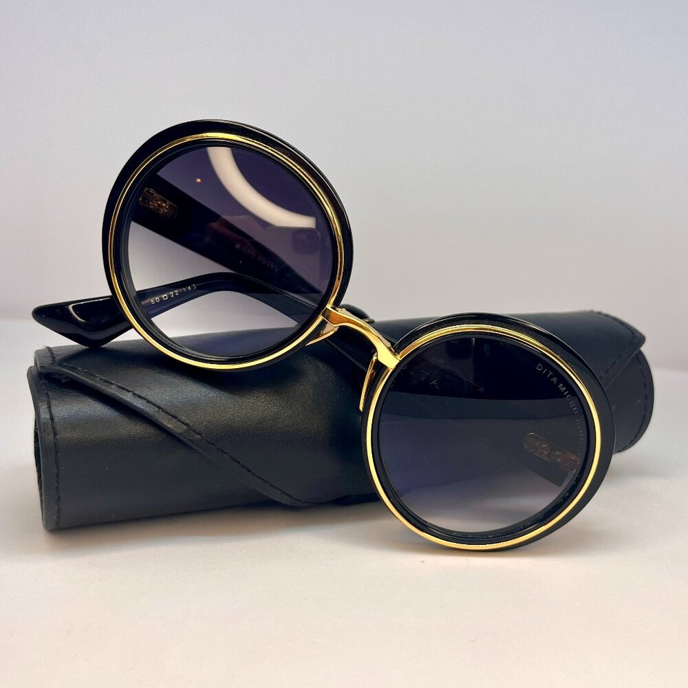 DITA Micro Round Blk/Gld Sunglasses